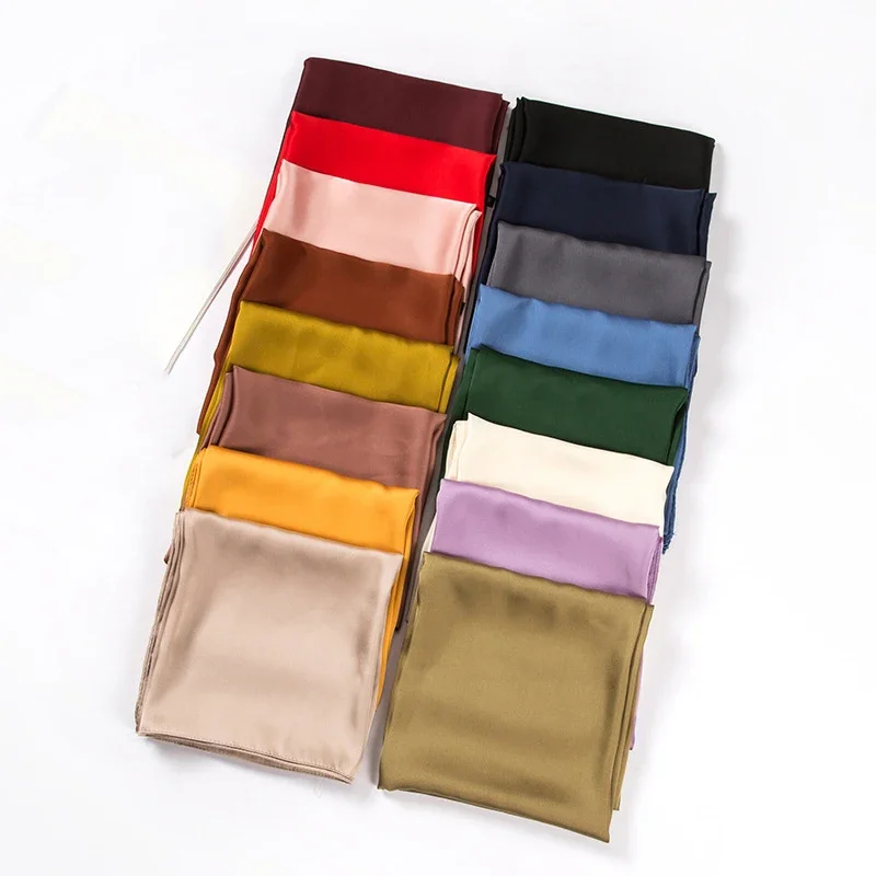 Women Bags Wholesale - 새틴 스카프 여성용 70cm 단색 부드러운
