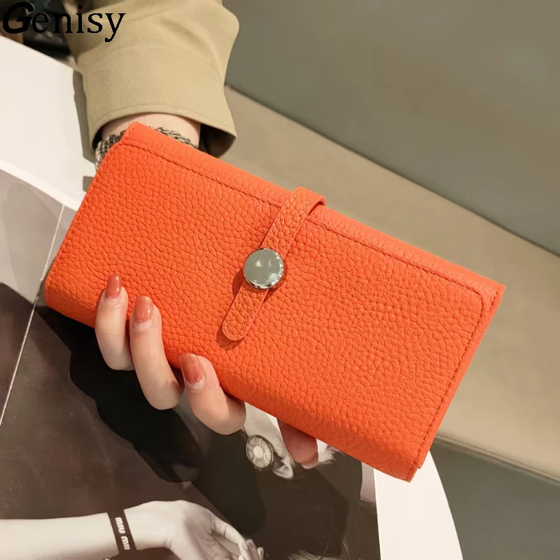 Women Bags Lv - 정품 가죽 지갑 여성 롱 클러치
