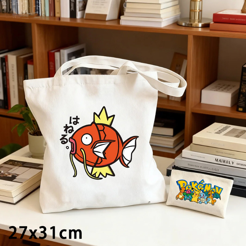 Women Bags Crossbody - 포켓몬 캔버스 가방과 동전 지갑 세트