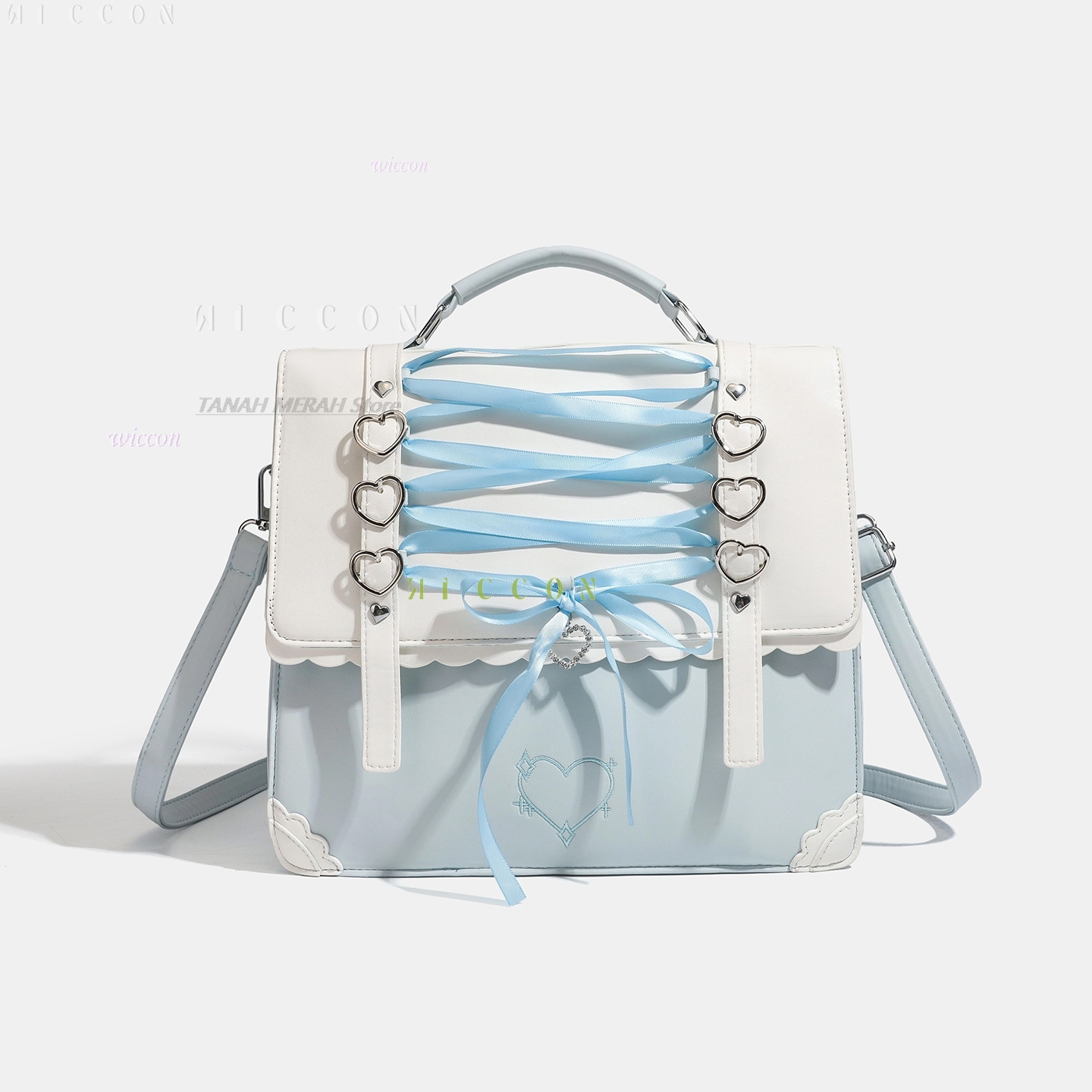 Women Bags Crossbody - Jirai kei 하트 리본 장식이 있는