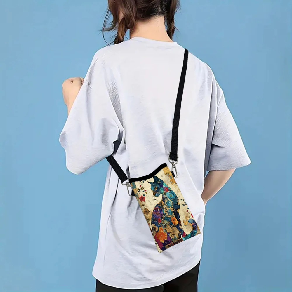 꽃무늬 고양이 패턴 크로스바디 백 프린트 폰 지갑 조절 - Phone Bag Crossbody 리뷰 및 가격