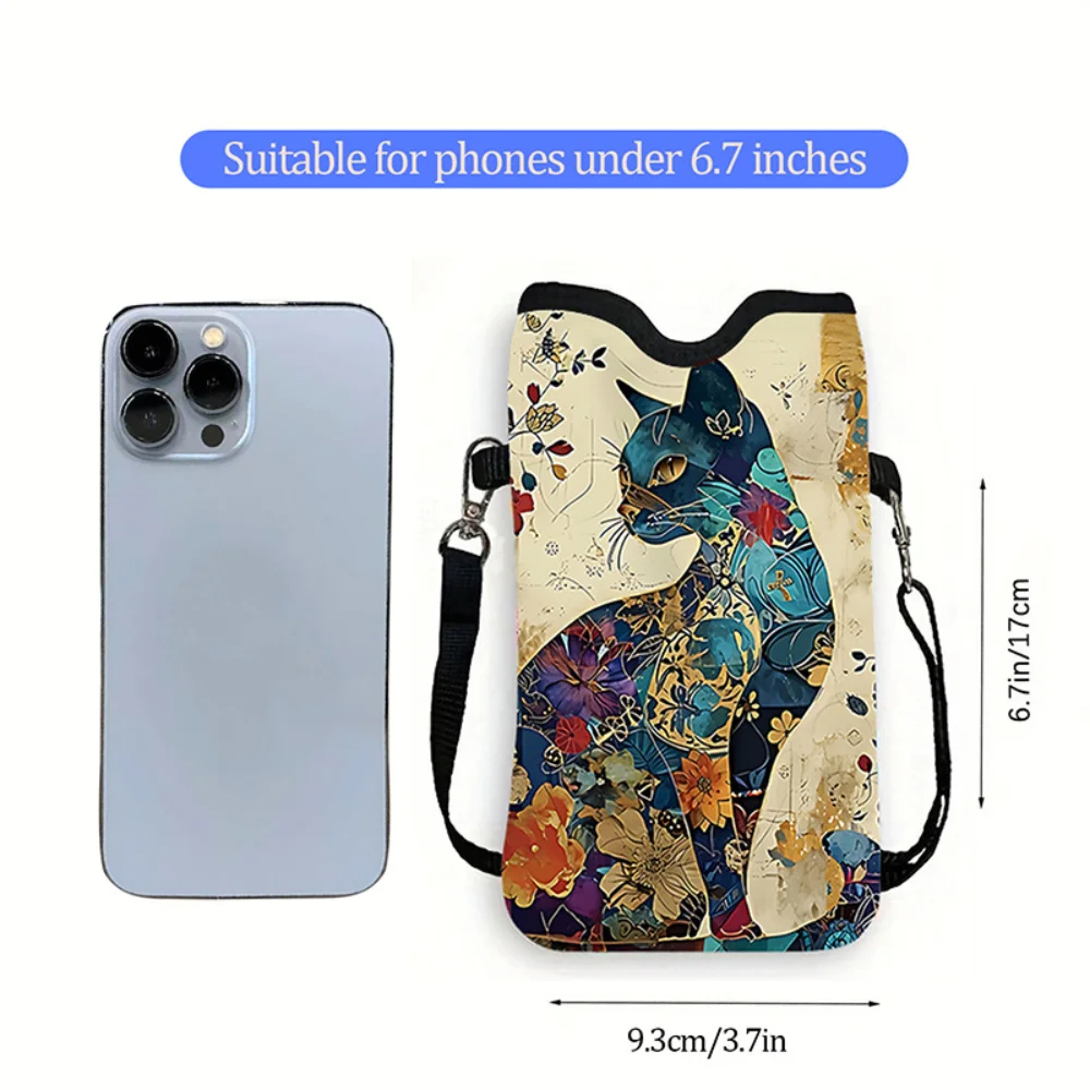 꽃무늬 고양이 패턴 크로스바디 백 프린트 폰 지갑 조절 - Phone Bag Crossbody 리뷰 및 가격
