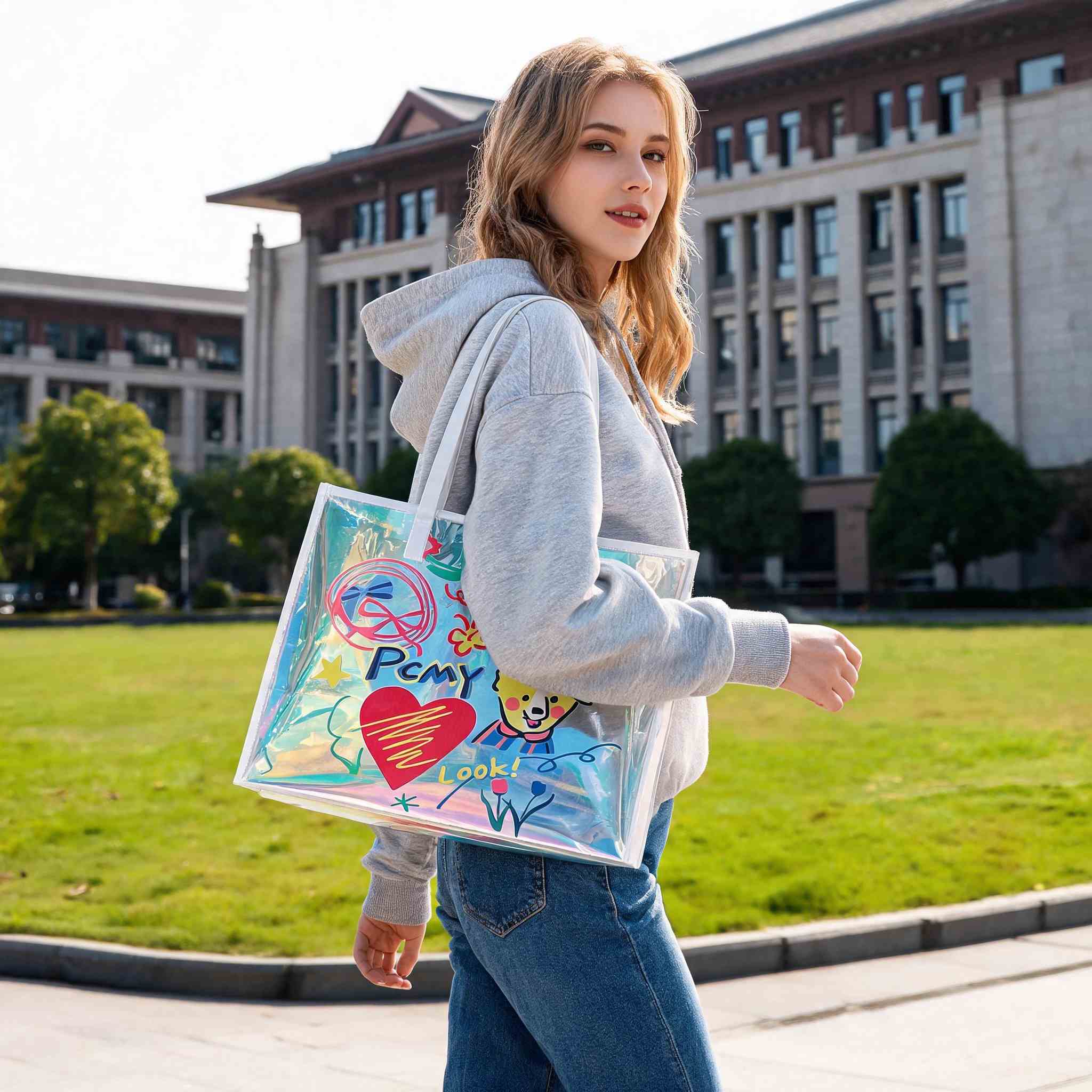 여성 홀로그램 토트 백 방수 투명 TPU 가방 대용량  - Women Bags Lv 리뷰 및 가격