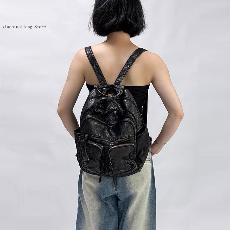 럭셔리 소프트 워시드 PU 가죽 백팩 트렌드 대학 가방 - Women Bags In Trend 리뷰 및 가격