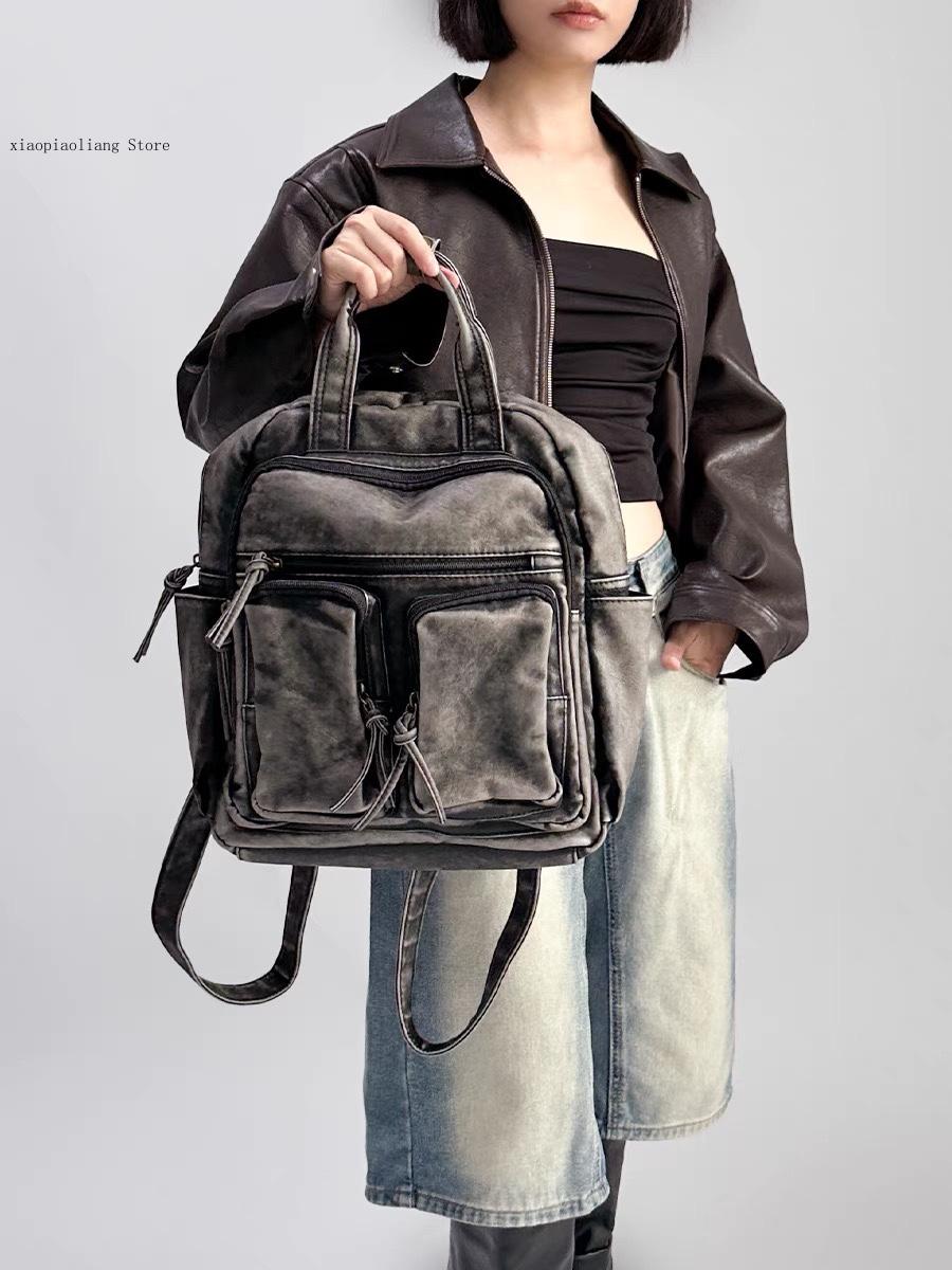 럭셔리 소프트 워시드 PU 가죽 백팩 트렌드 대학 가방 - Women Bags In Trend 리뷰 및 가격