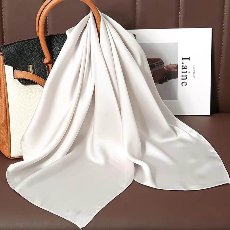 럭셔리 솔리드 컬러 실크 스카프 여성용 부드러운 새틴  - Women Bags For Office 리뷰 및 가격