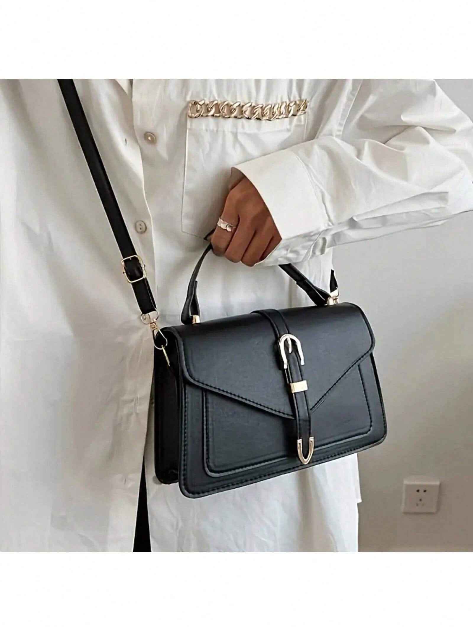 여성 PU 가죽 핸드백 우아한 플랩 스퀘어 숄더백 금속 - Women Bags For Office 리뷰 및 가격