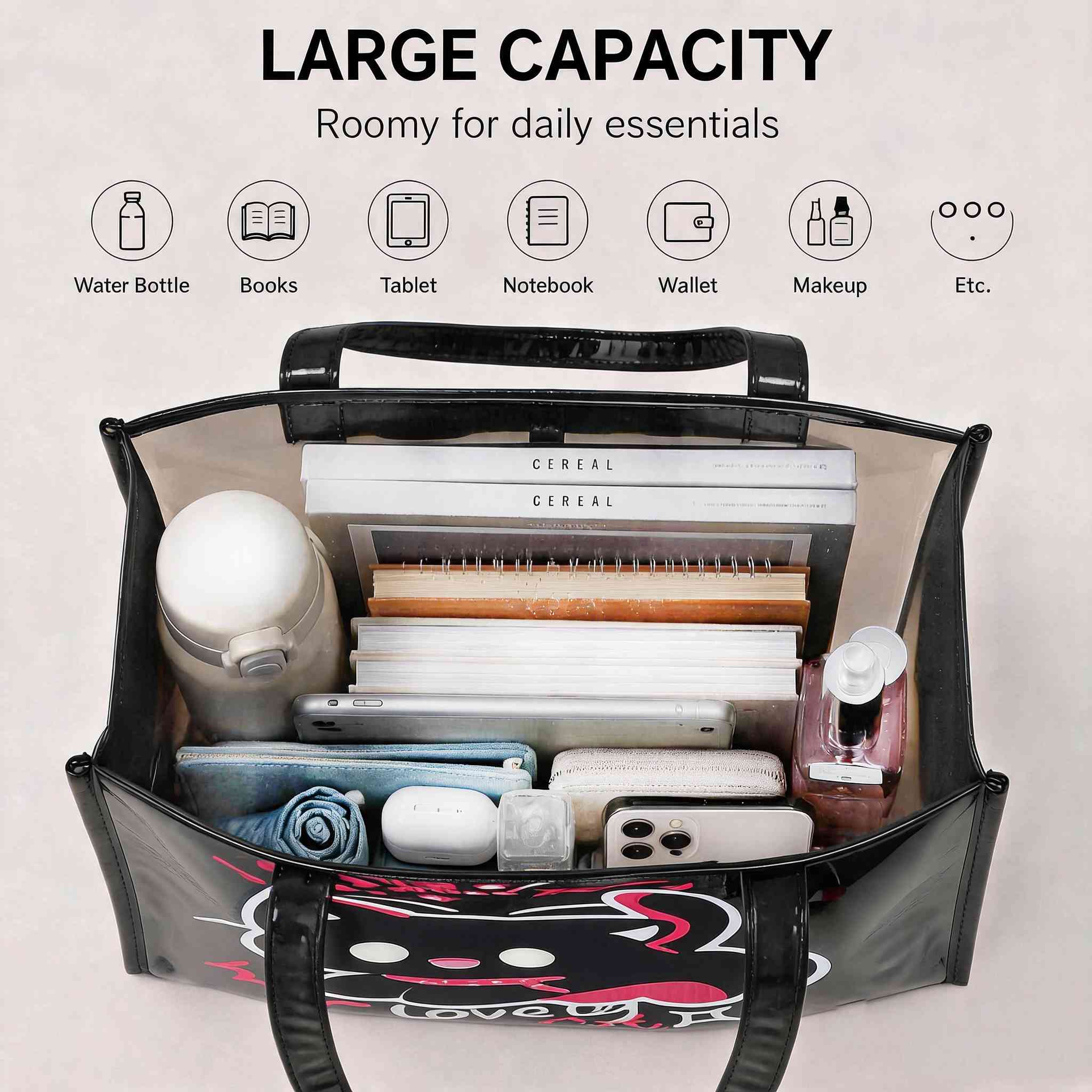 여성용 PVC 토트백 방수 대용량 지퍼 잠금 숄더백 투 - Women Bags Lv 리뷰 및 가격