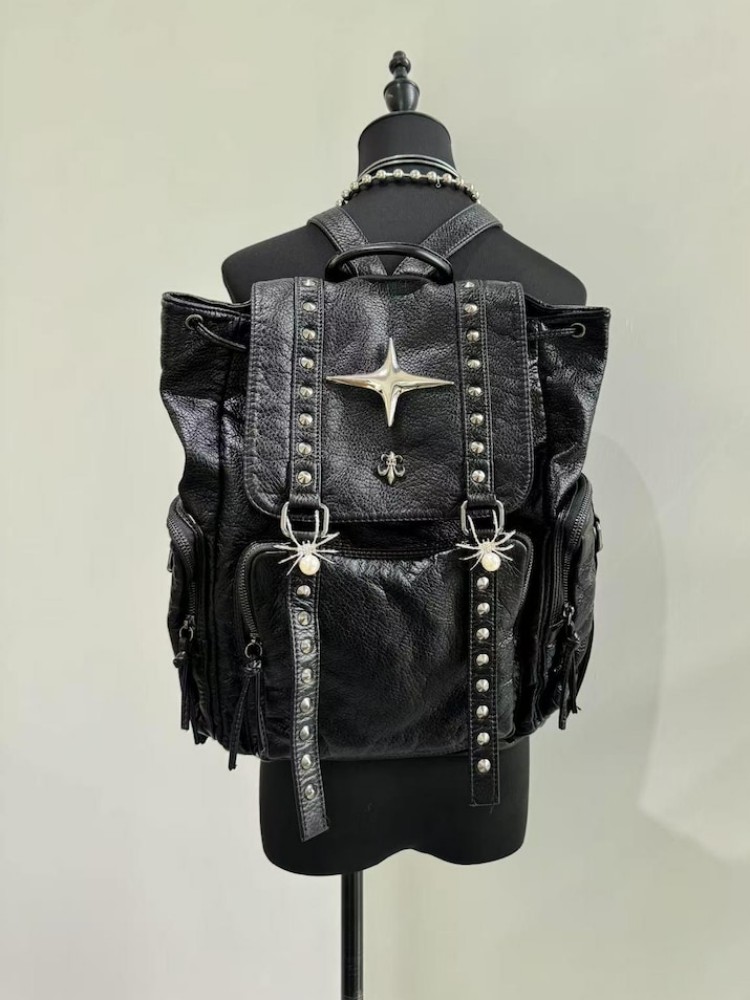 고딕 펑크 PU 가죽 숄더 백 리벳 Y2K 배낭 여성용 - Women Bags Medium Size 리뷰 및 가격