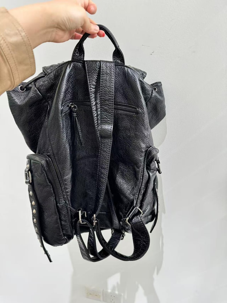 고딕 펑크 PU 가죽 숄더 백 리벳 Y2K 배낭 여성용 - Women Bags Medium Size 리뷰 및 가격