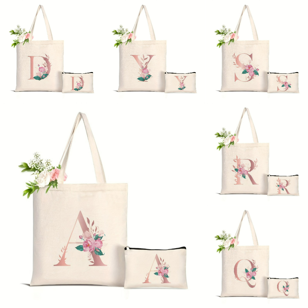 1개 플로럴 러브레터 프린트 토트백 대용량 여성 쇼핑백 - Women'S Yoga Bags 리뷰 및 가격