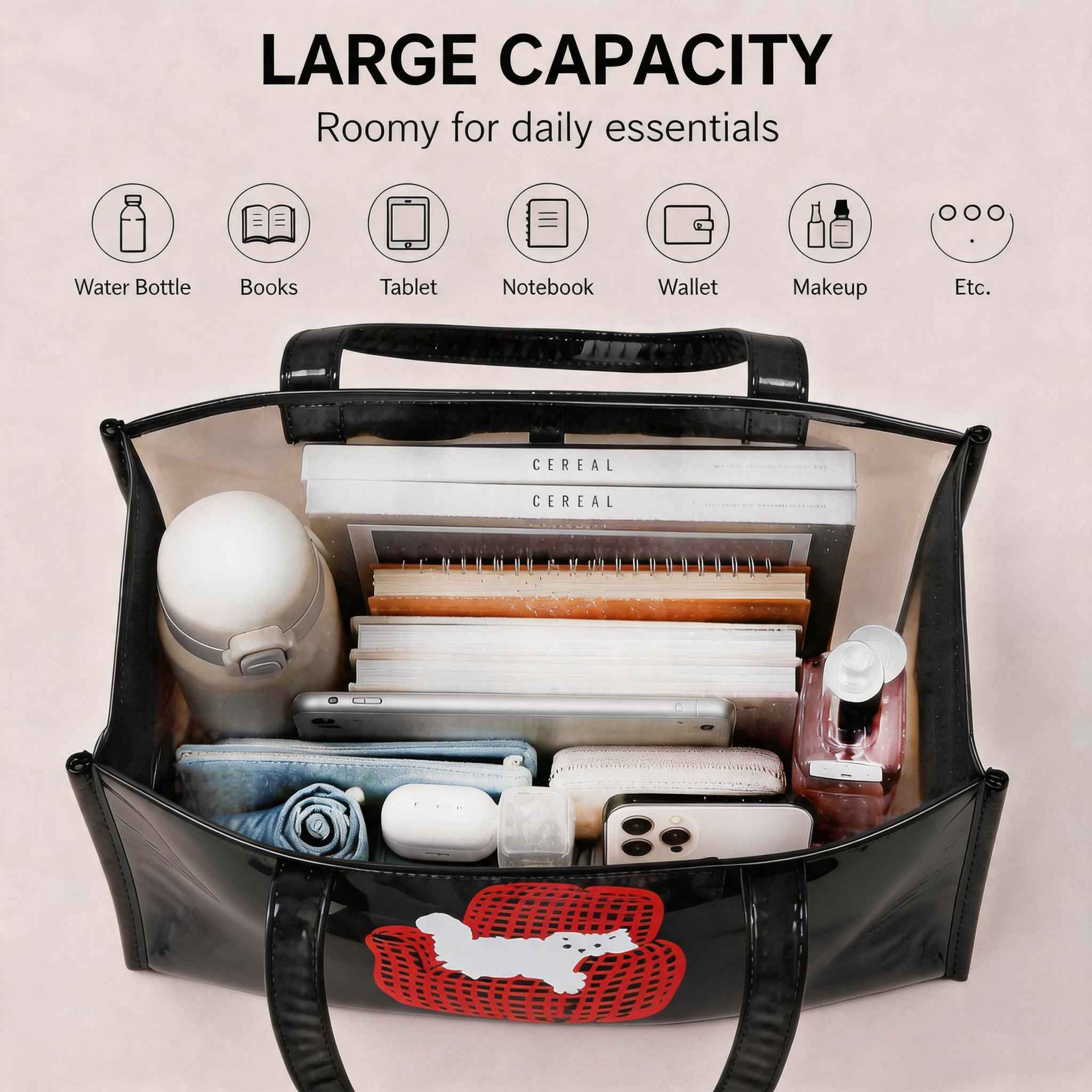 여성 방수 PVC 토트 백 대용량 광택 숄더 백 패션  - Women Bags Lv 리뷰 및 가격